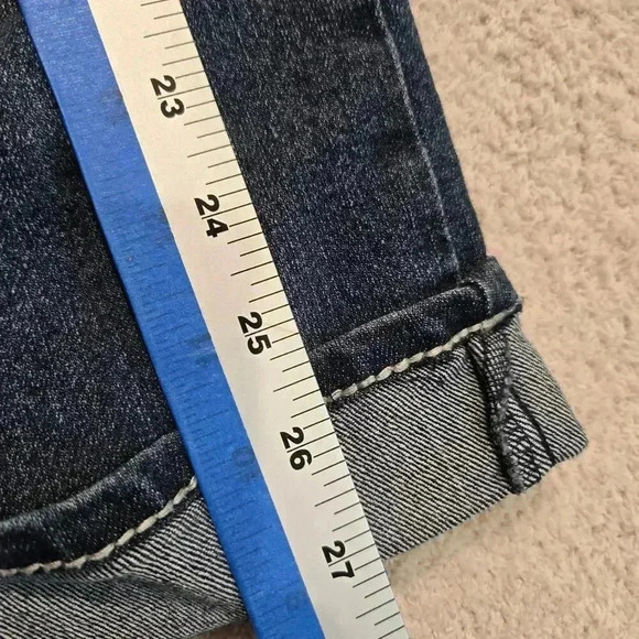 Earl Cropped Cuffed Straight leg Jeans Stud Rhinestone Embellished Women's 4 - Picture 10 of 13